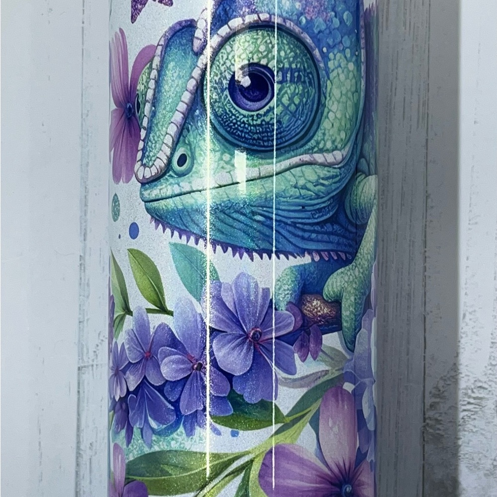 Floral Chameleon Tumbler - Blue and Purple